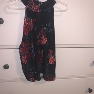 H&M Black Floral Velvet Halter